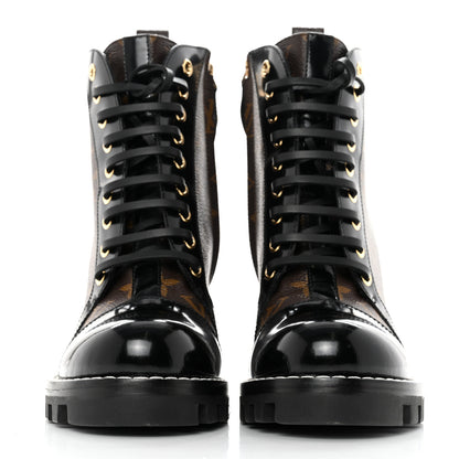 Louis Vuitton Patent Calfskin Monogram Star Trail Ankle Boots 36.5 Black 2 of 9
