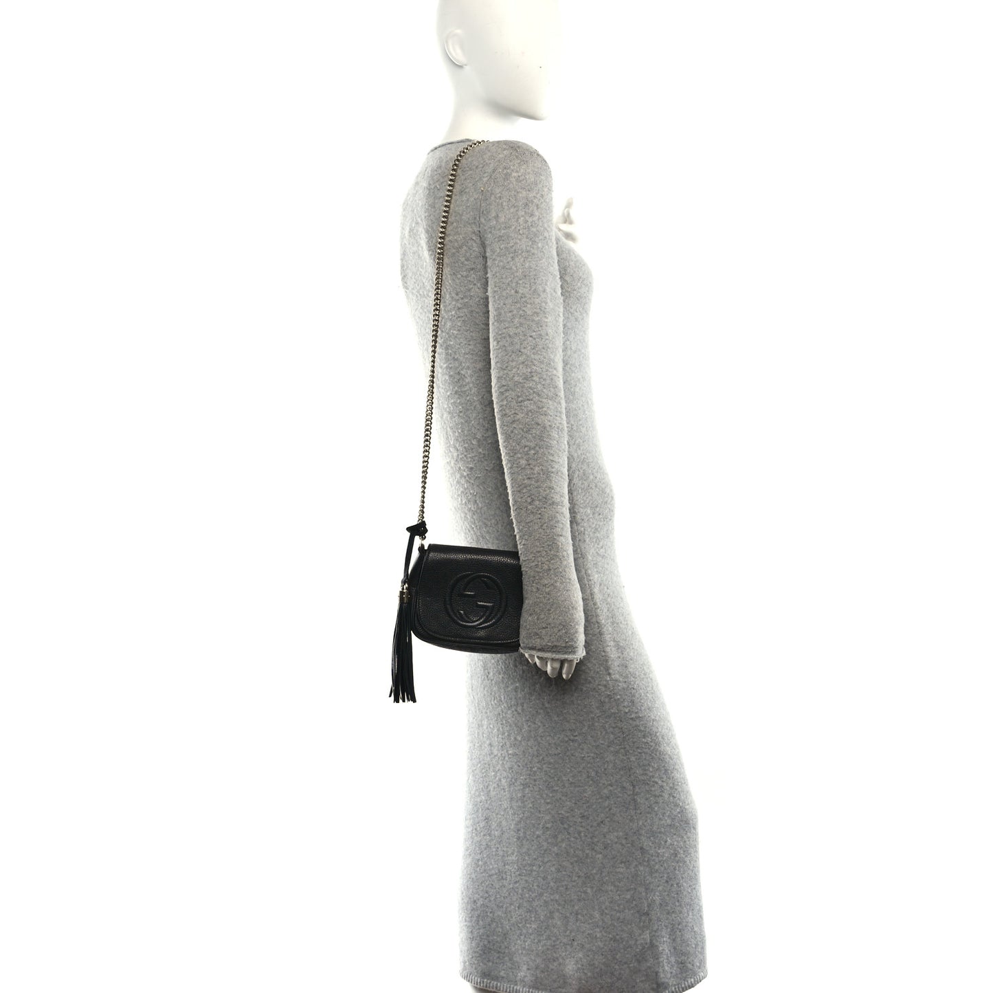 Pebbled Calfskin Small Soho Flap Crossbody Black