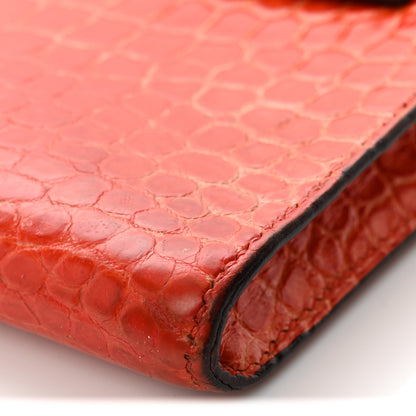Hermes Shiny Porosus Crocodile Kelly Cut Pochette Orange Poppy 15 of 15