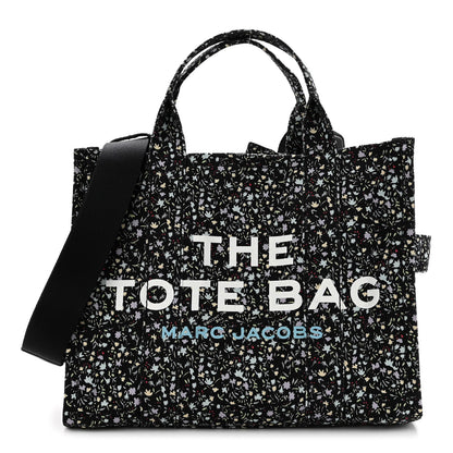 Marc Jacobs Cotton Canvas Floral Print Medium The Traveler Tote Bag Black 1 of 9