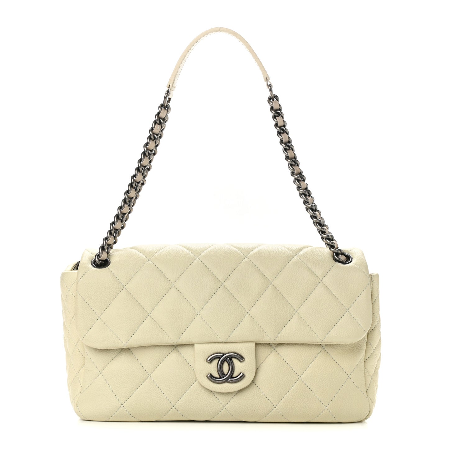 Caviar Quilted Coco Casual Flap Ivory