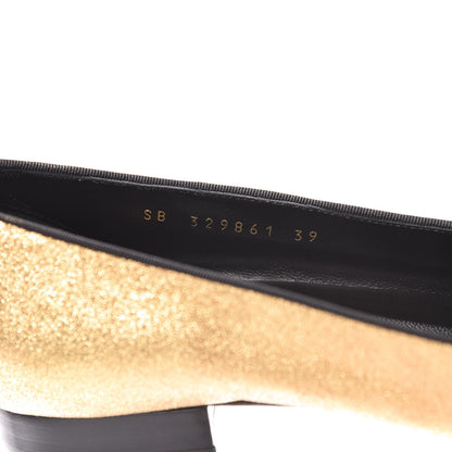 Saint Laurent Metallic Calfskin Smoking Slipper Flat Loafers 39 Gold 10 of 11
