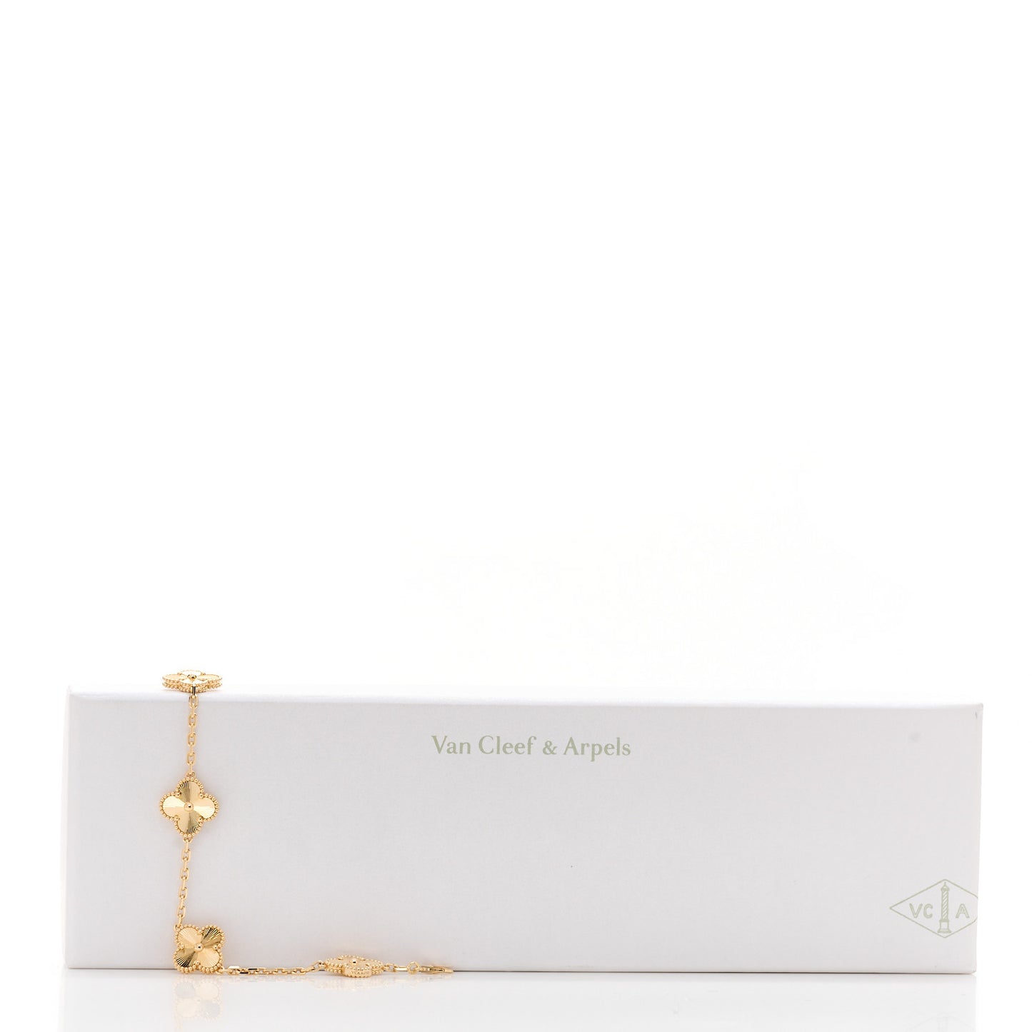 18K Yellow Gold 5 Motifs Guilloche Vintage Alhambra Bracelet