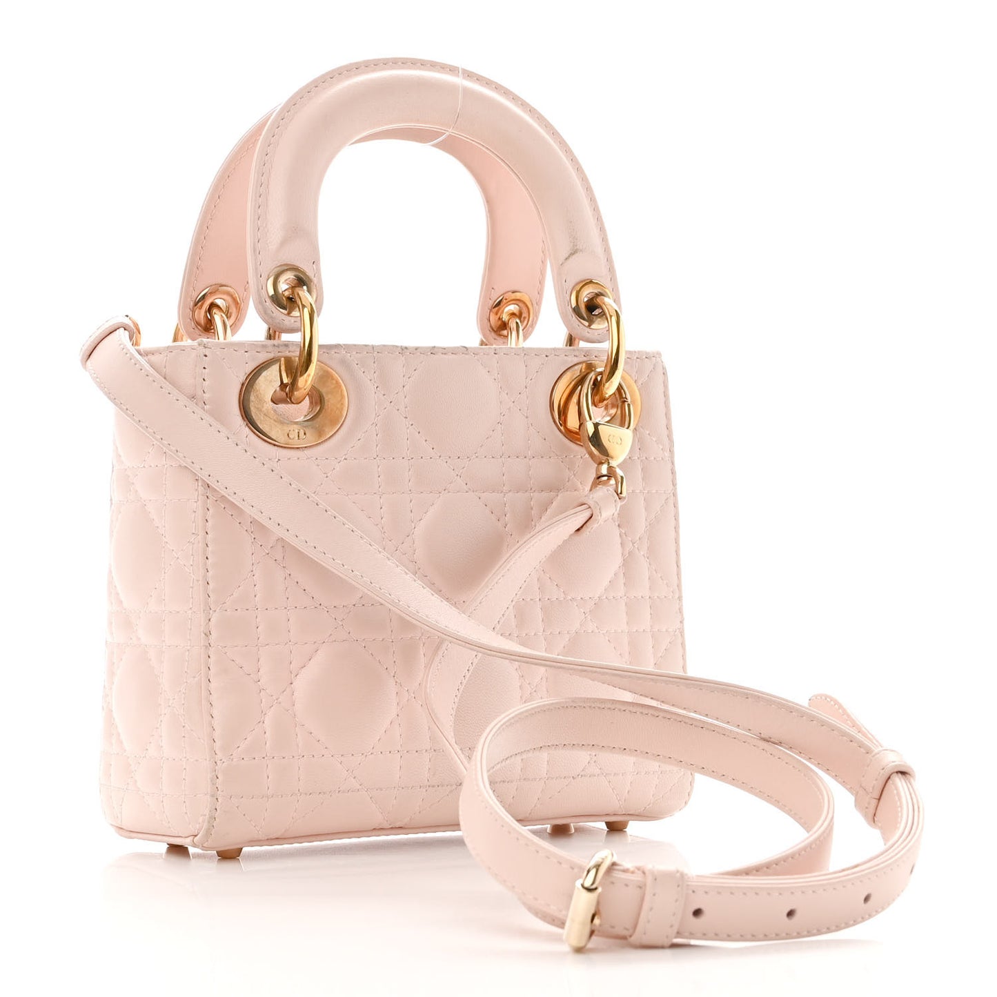 Lambskin Cannage Mini Lady Dior Rose Poudre