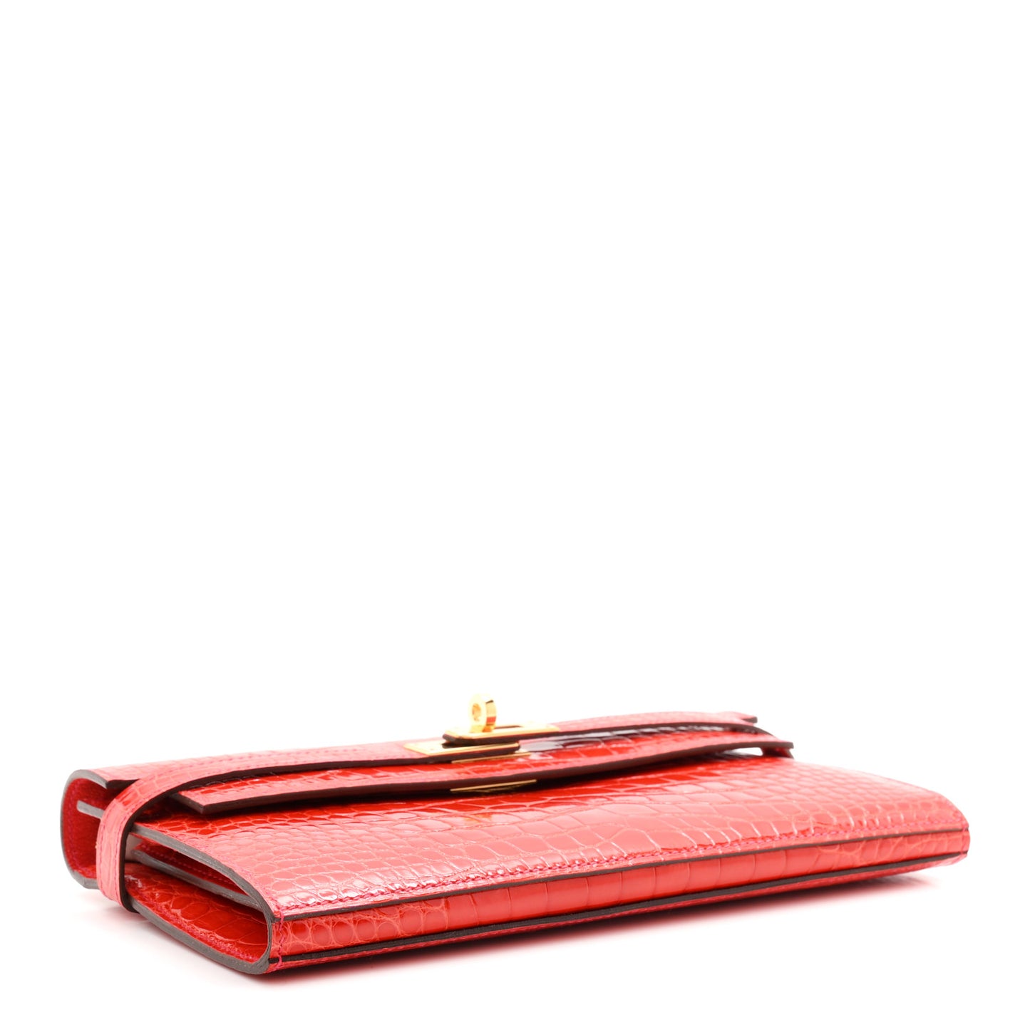 Shiny Alligator Kelly Longue Wallet Geranium