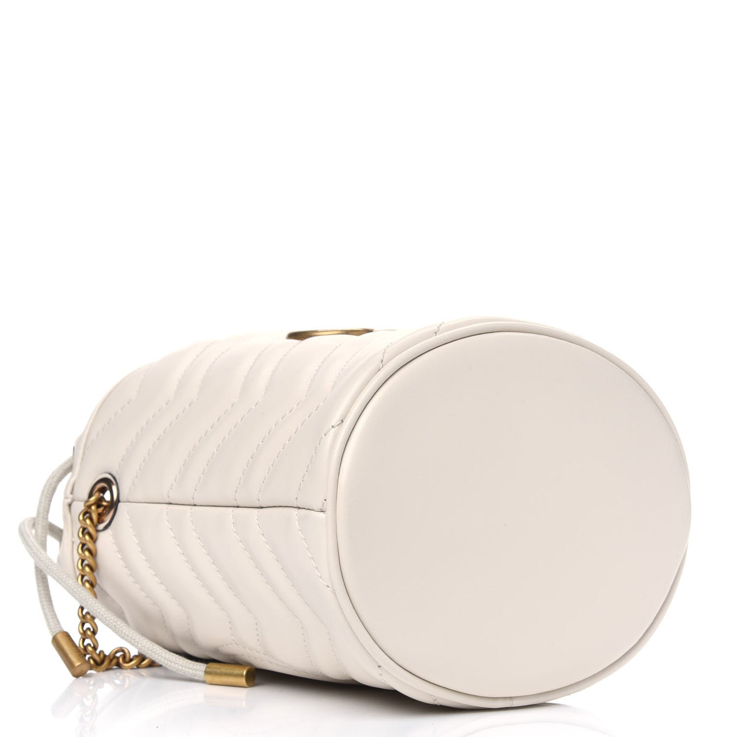Calfskin Matelasse Mini GG Marmont 2.0 Bucket Bag White