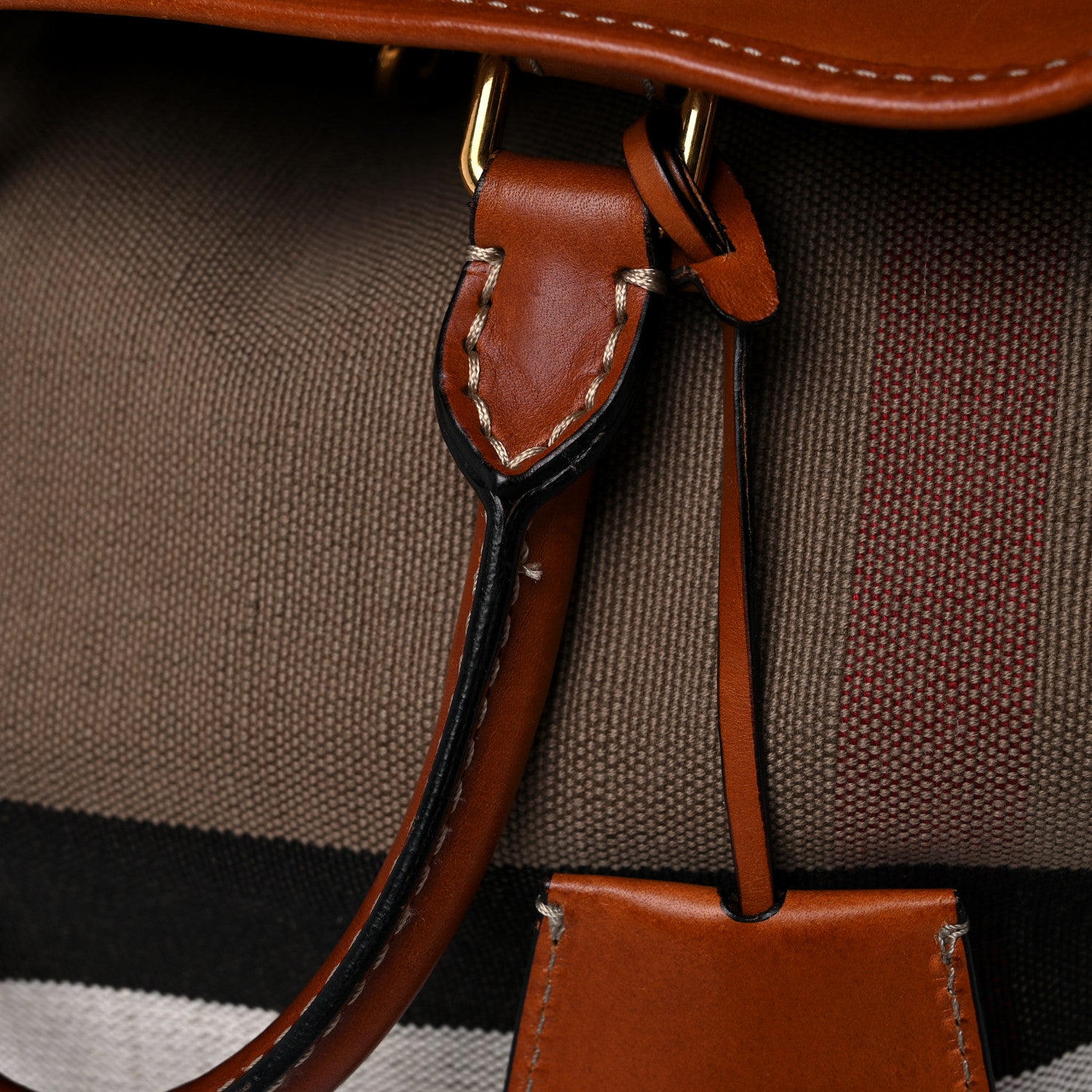 Burberry Canvas Mega Check Traveler Tote Dark Tan 32 of 36