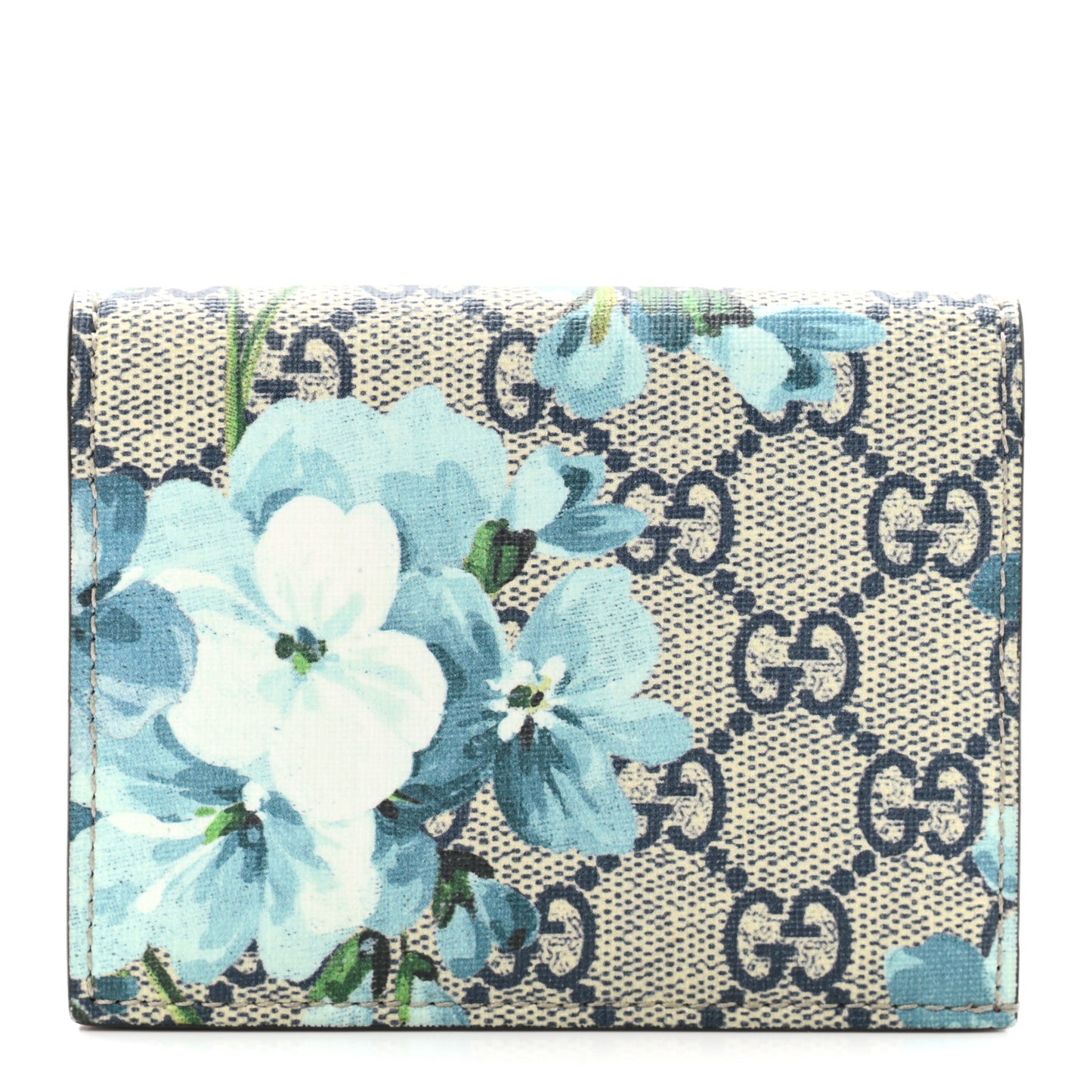 GG Supreme Monogram Blooms Card Case Beige Blue Navy Hibiscus Red