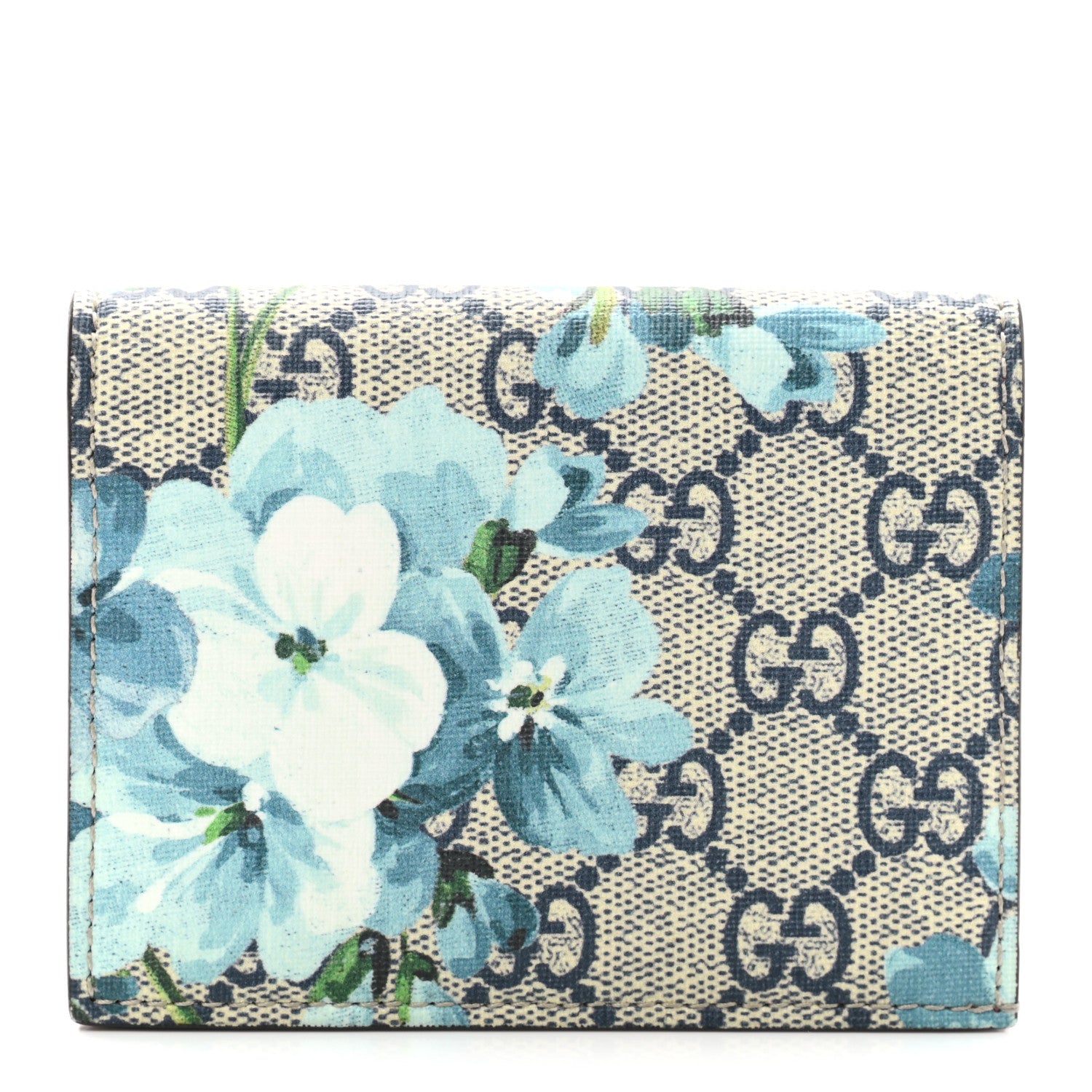 Gucci GG Supreme Monogram Blooms Card Case Beige Blue Navy Hibiscus Red 1 of 8