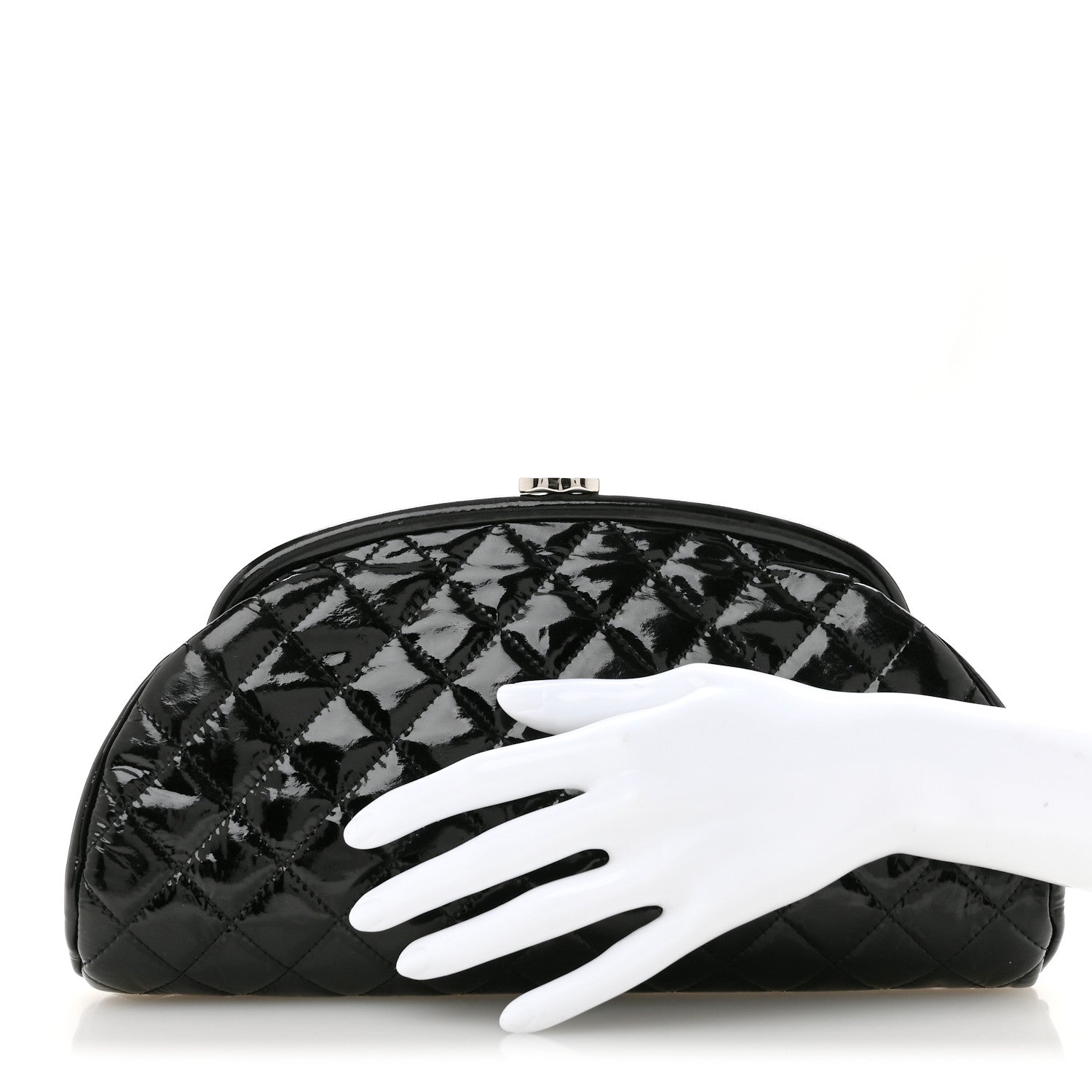 Chanel Patent Quilted Timeless Clutch Black 2 of 9