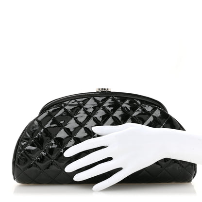 Chanel Patent Quilted Timeless Clutch Black 2 of 9