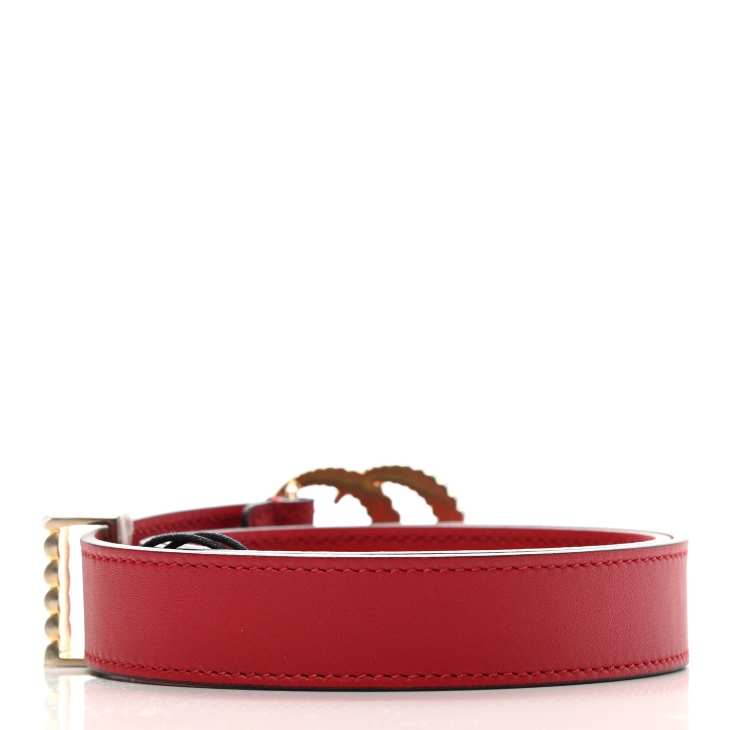 Gucci Moon Calfskin Torchon Double G 25mm Belt 65 26 Hibiscus Red 2 of 5