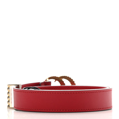 Gucci Moon Calfskin Torchon Double G 25mm Belt 65 26 Hibiscus Red 2 of 5