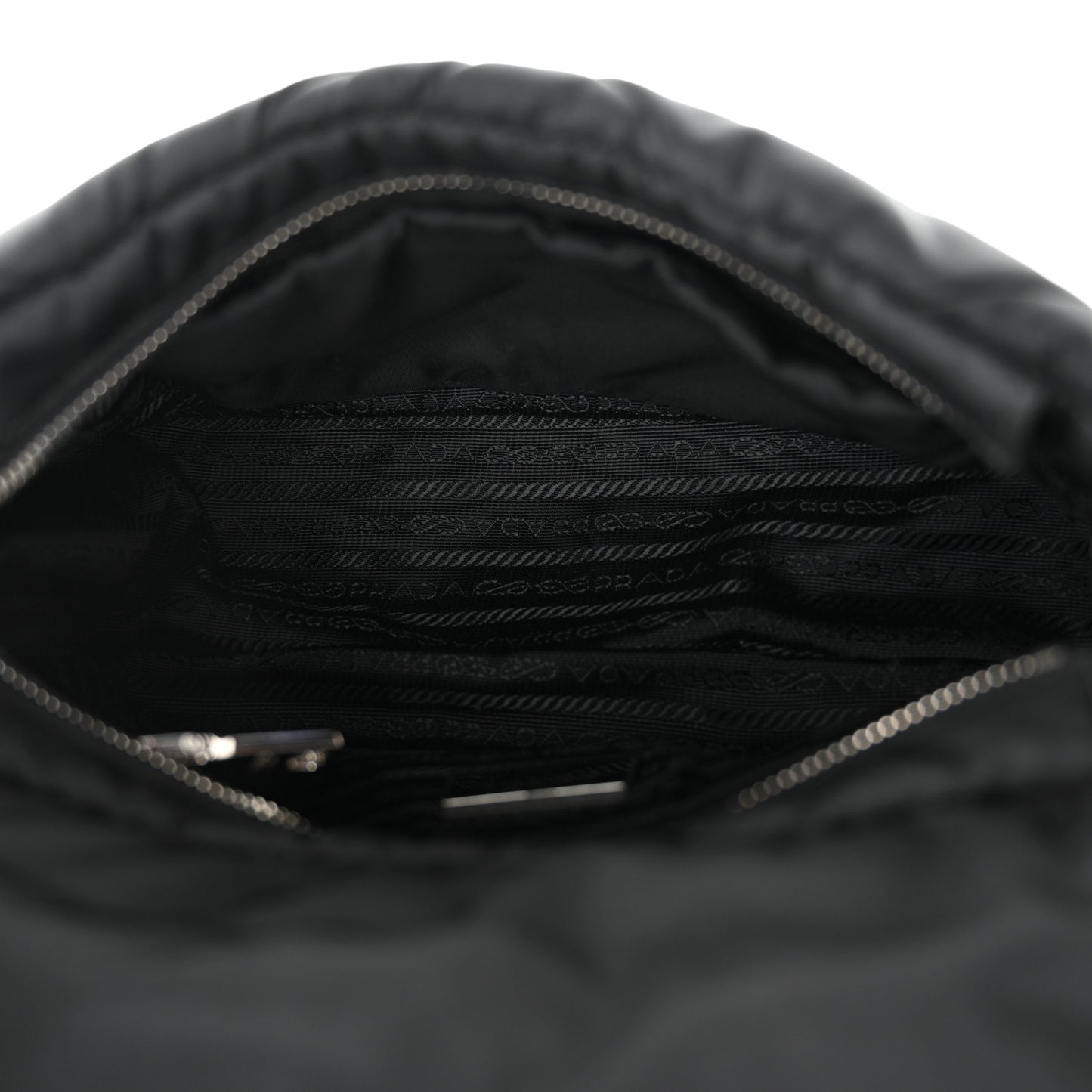 Re-Nylon Quilted Padded Flap Shoulder Bag Black