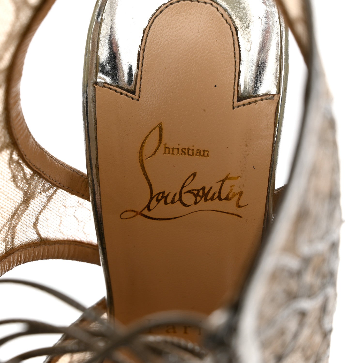 Christian Louboutin Metallic Dentelle Lurex Jose Altafine 150 Bootie 36.5 Silver 6 of 11