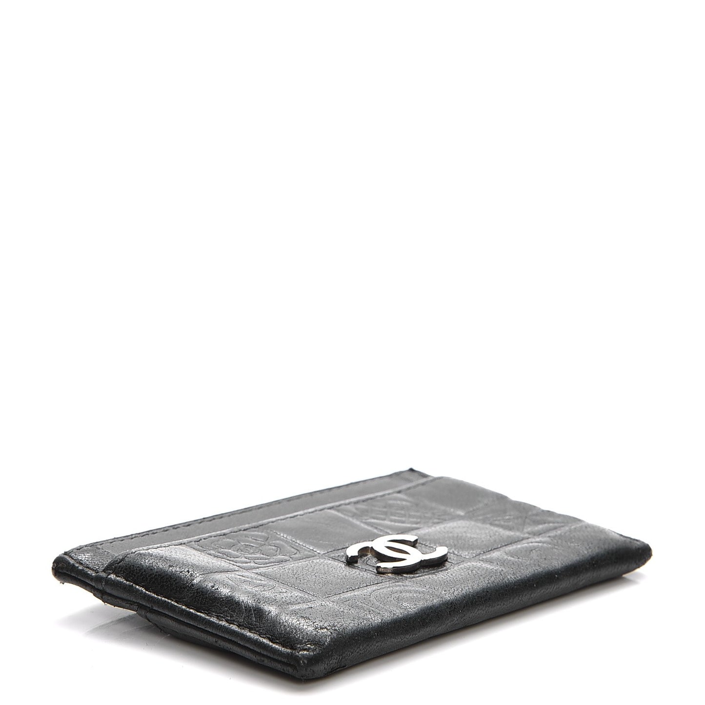 Lambskin Quilted Precious Symbols Card Holder Black
