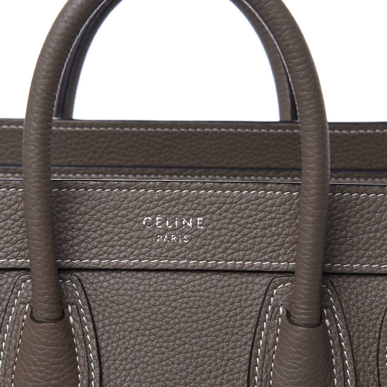 Celine Drummed Calfskin Nano Luggage Souris 8 of 11
