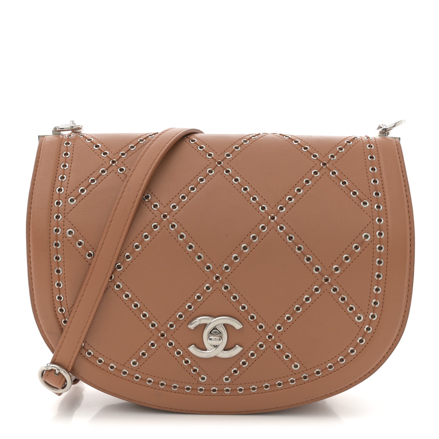 Chanel Calfskin Coco Eyelets Small Flap Bag Camel 1 of 14