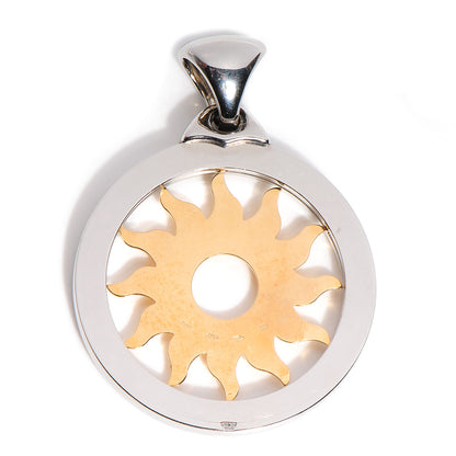 Bulgari Stainless Steel 18K Yellow Gold Large Tondo Sun Pendant 3 of 4