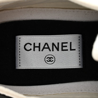 Chanel Velvet Calfskin Mixed Fibers CC Sneakers 39.5 Ivory Black 7 of 12