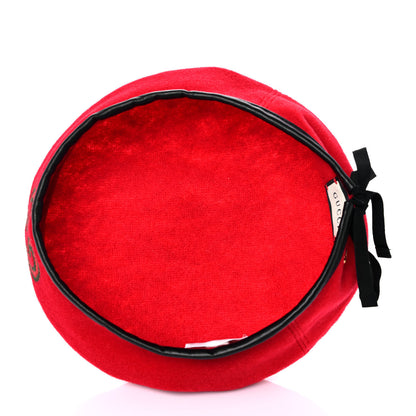 Gucci Felt Embroidered GG Patch Beret Hat L Red 4 of 6