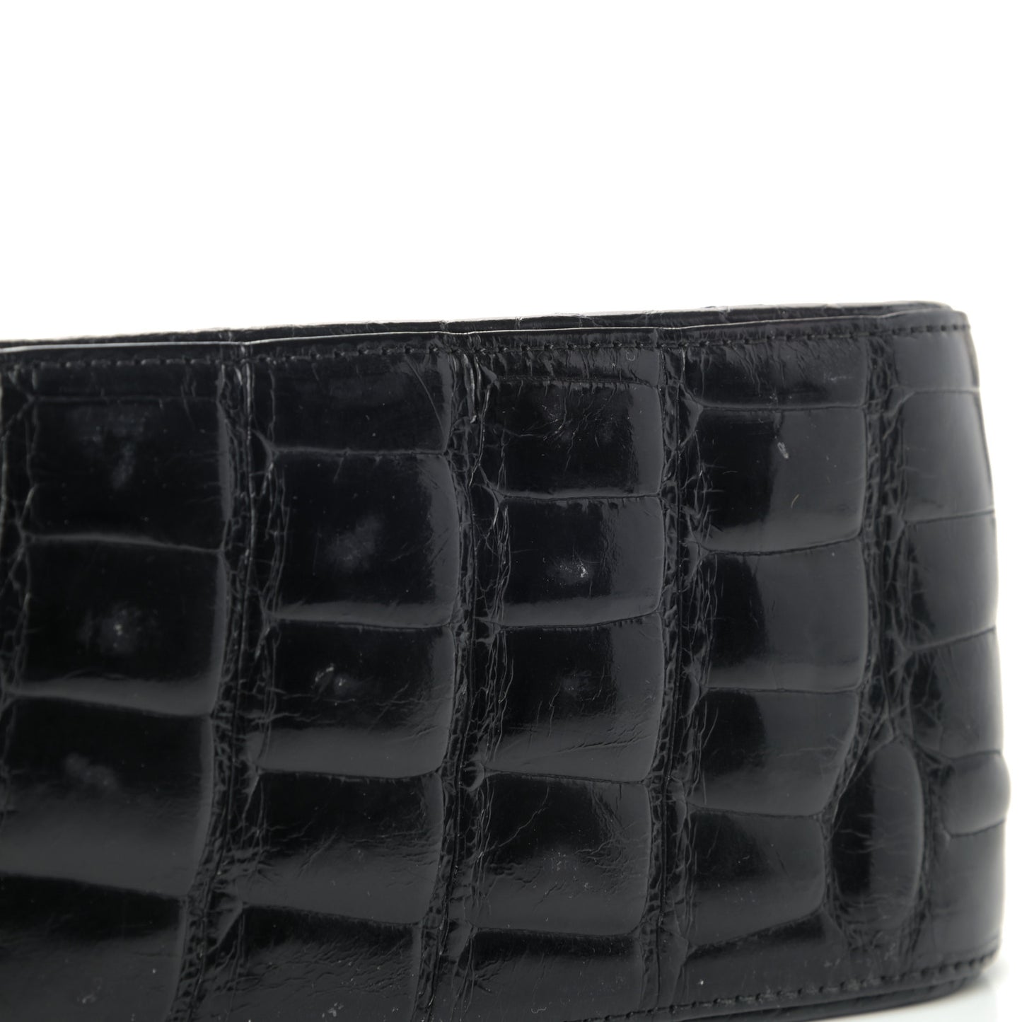 Shiny Crocodile Jumbo Single Flap Black