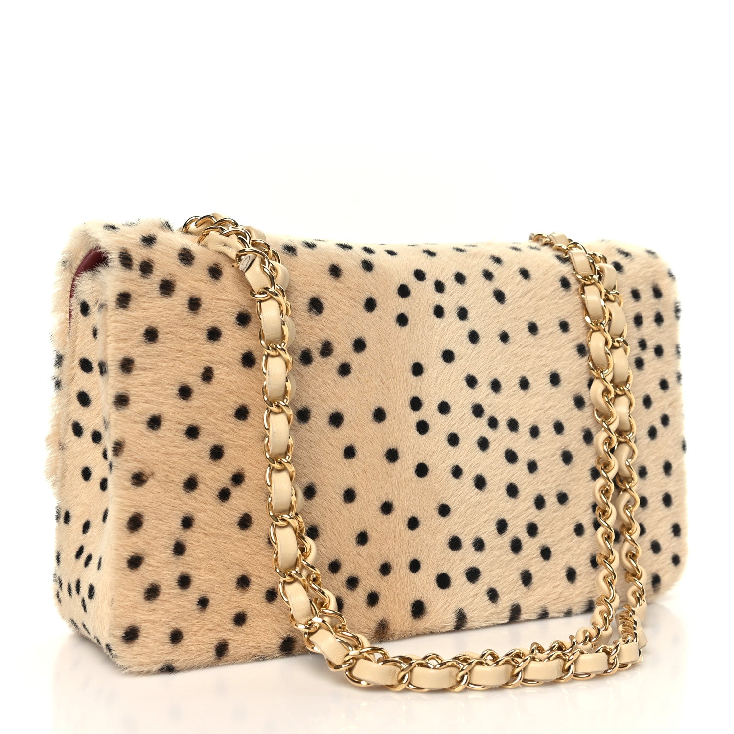 Chanel Pony Hair Cheetah Printed Creative Fabrics Flap Light Beige Black 2 of 9