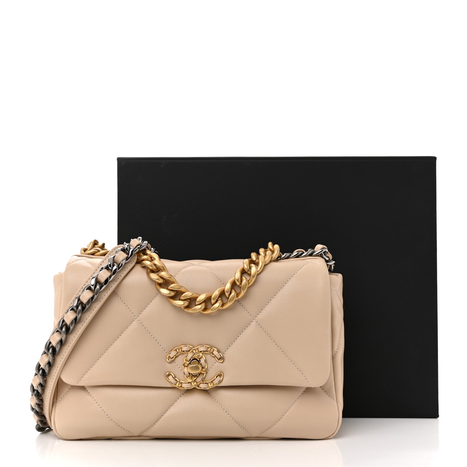 Chanel Lambskin Quilted Medium Chanel 19 Flap Beige 11 of 11