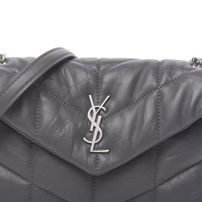 Saint Laurent Lambskin Quilted Toy Loulou Puffer Monogram Chain Satchel Storm 9 of 9