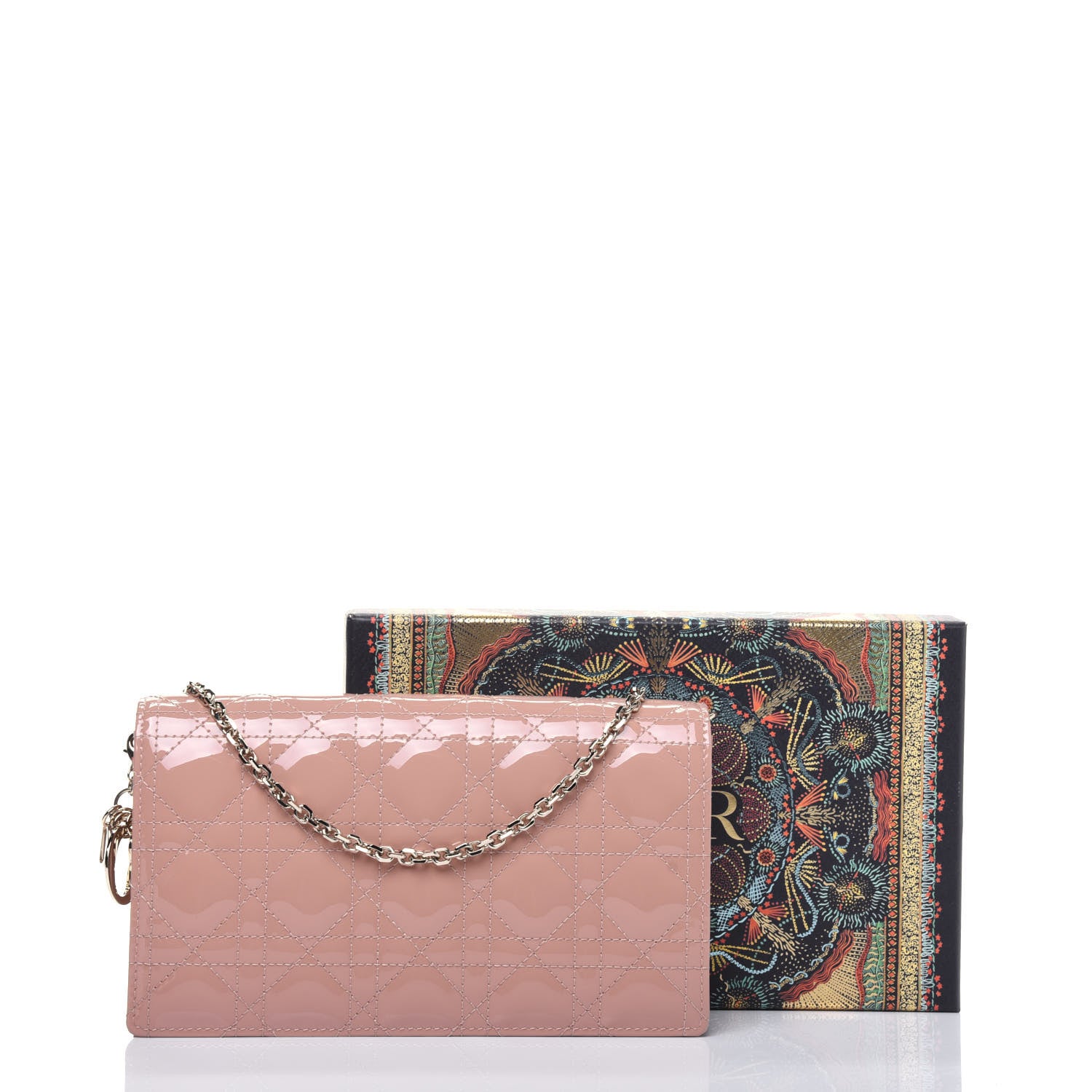 Christian Dior Patent Cannage Lady Dior Convertible Clutch Rose Des Vents 14 of 14