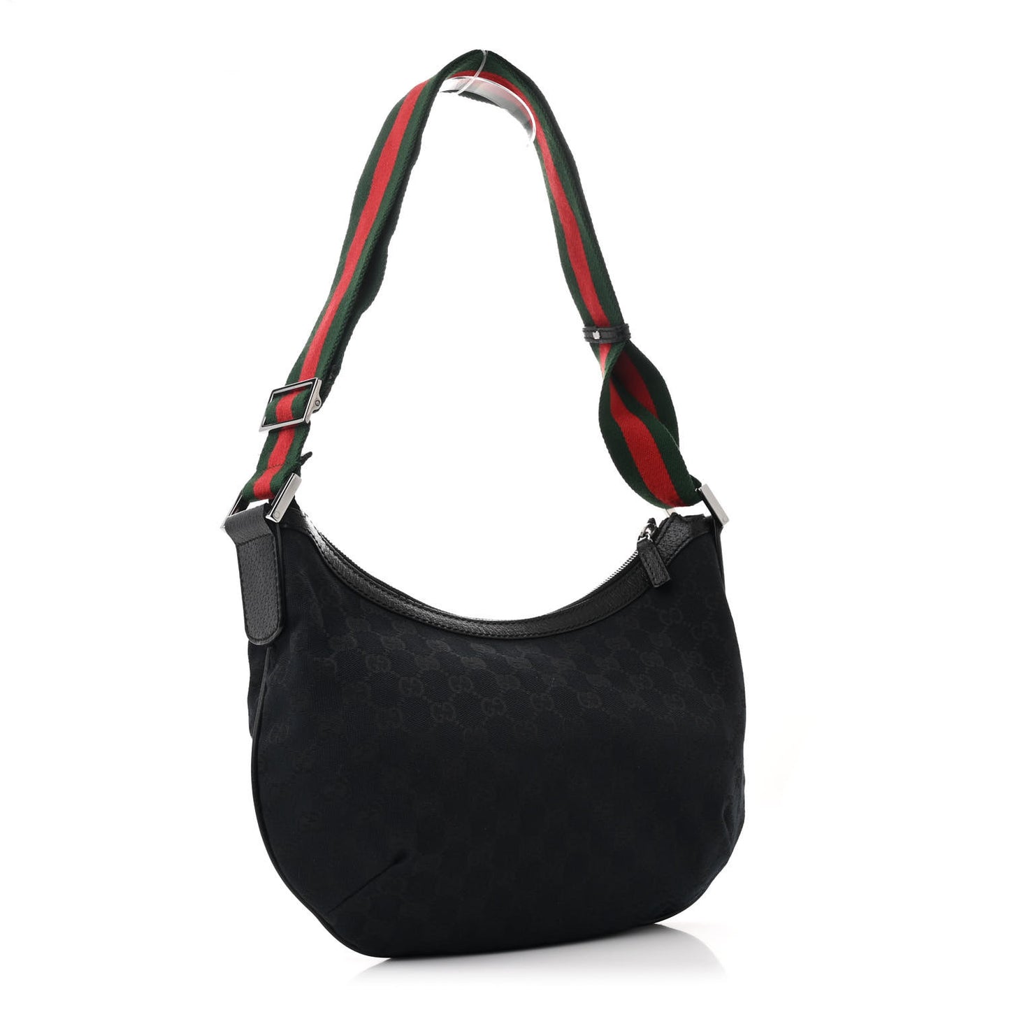 Monogram Web Medium Half Moon Hobo Black