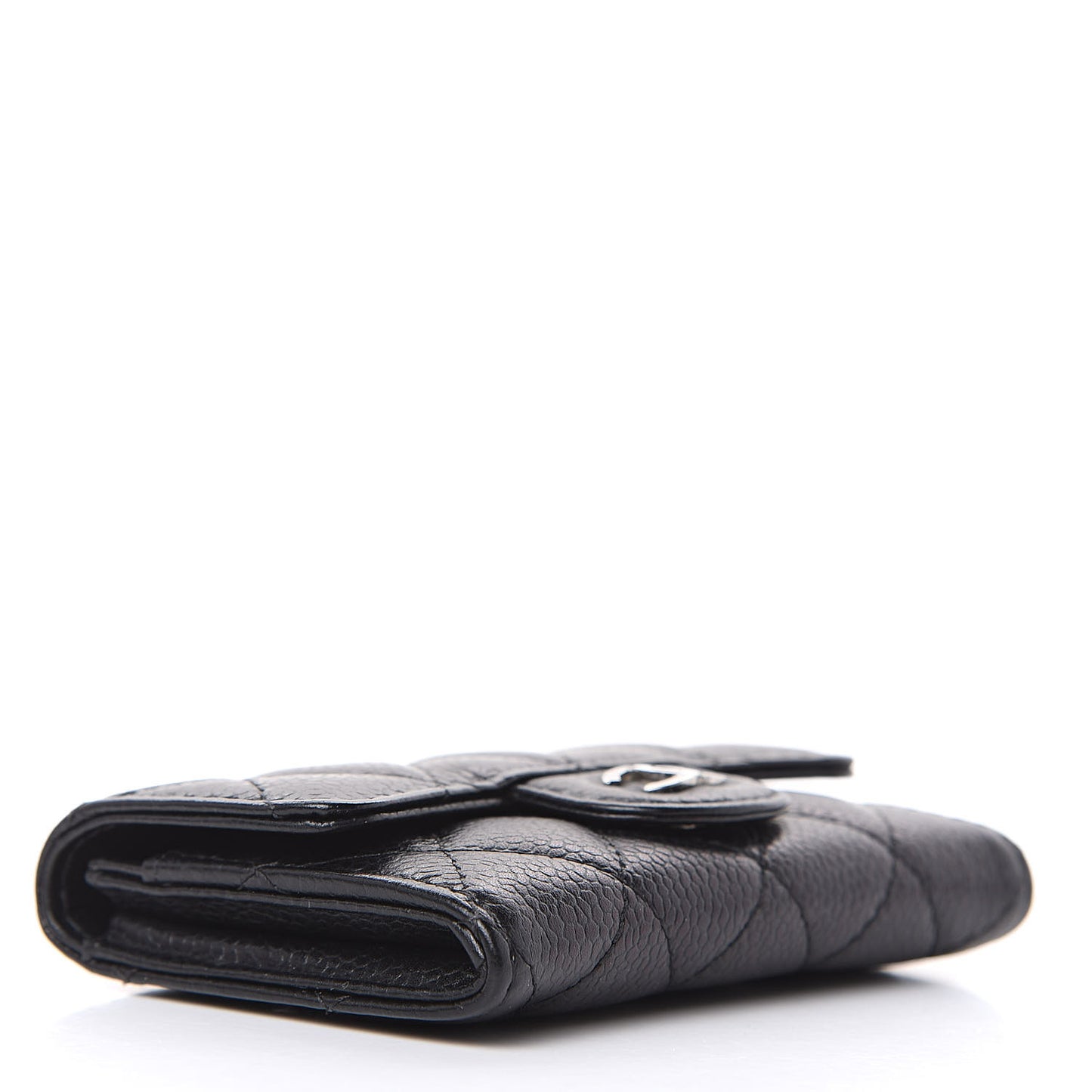 Caviar Quilted Flap Card Holder Black