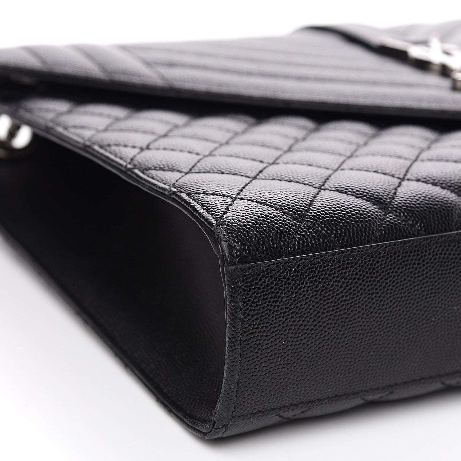 Saint Laurent Grain De Poudre Textured Mixed Matelasse Large Triquilt Monogram Satchel Black 8 of 12