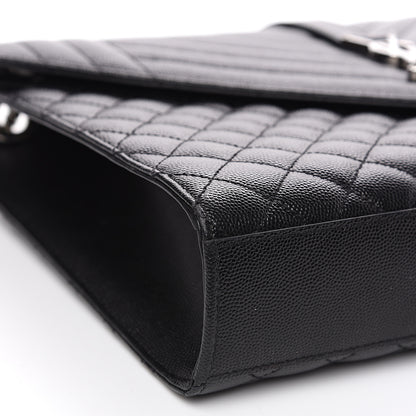 Saint Laurent Grain De Poudre Textured Mixed Matelasse Large Triquilt Monogram Satchel Black 8 of 12