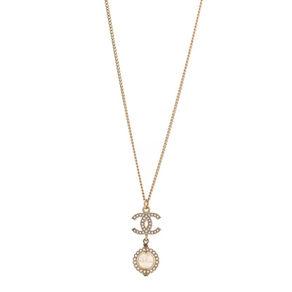 Chanel Crystal Pearl CC Lace Camellia Necklace Gold 1 of 6