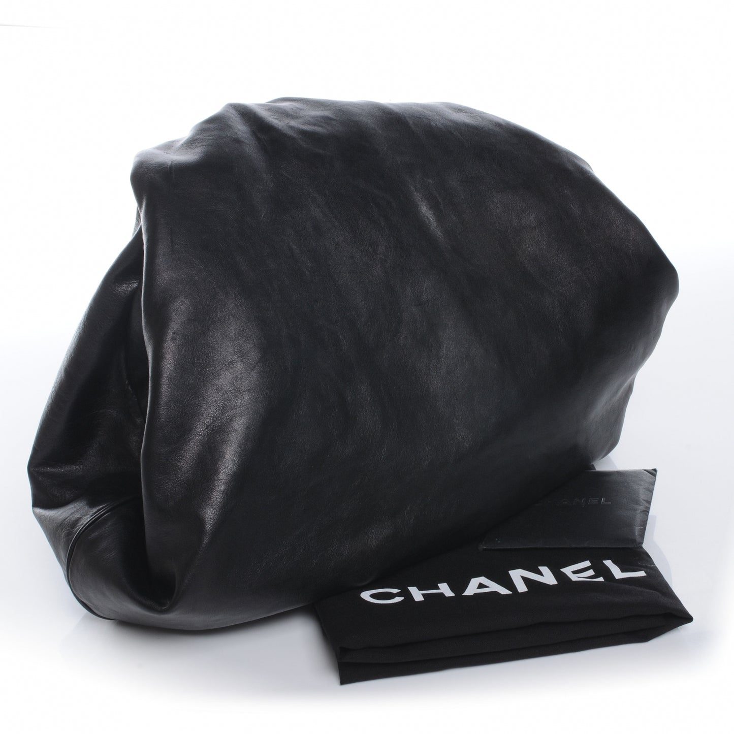 Lambskin Large Rock and Chain Hobo Black