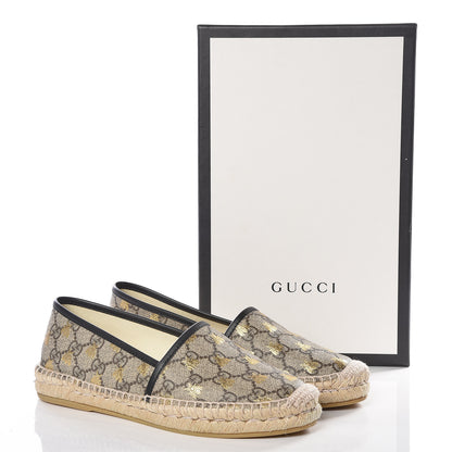 Gucci GG Supreme Monogram Bees Espadrille Flats 37 Beige Ebony Oro Black 11 of 11