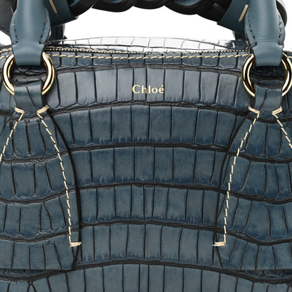 Chloe Calfskin Crocodile Embossed Small Daria Blue 9 of 11