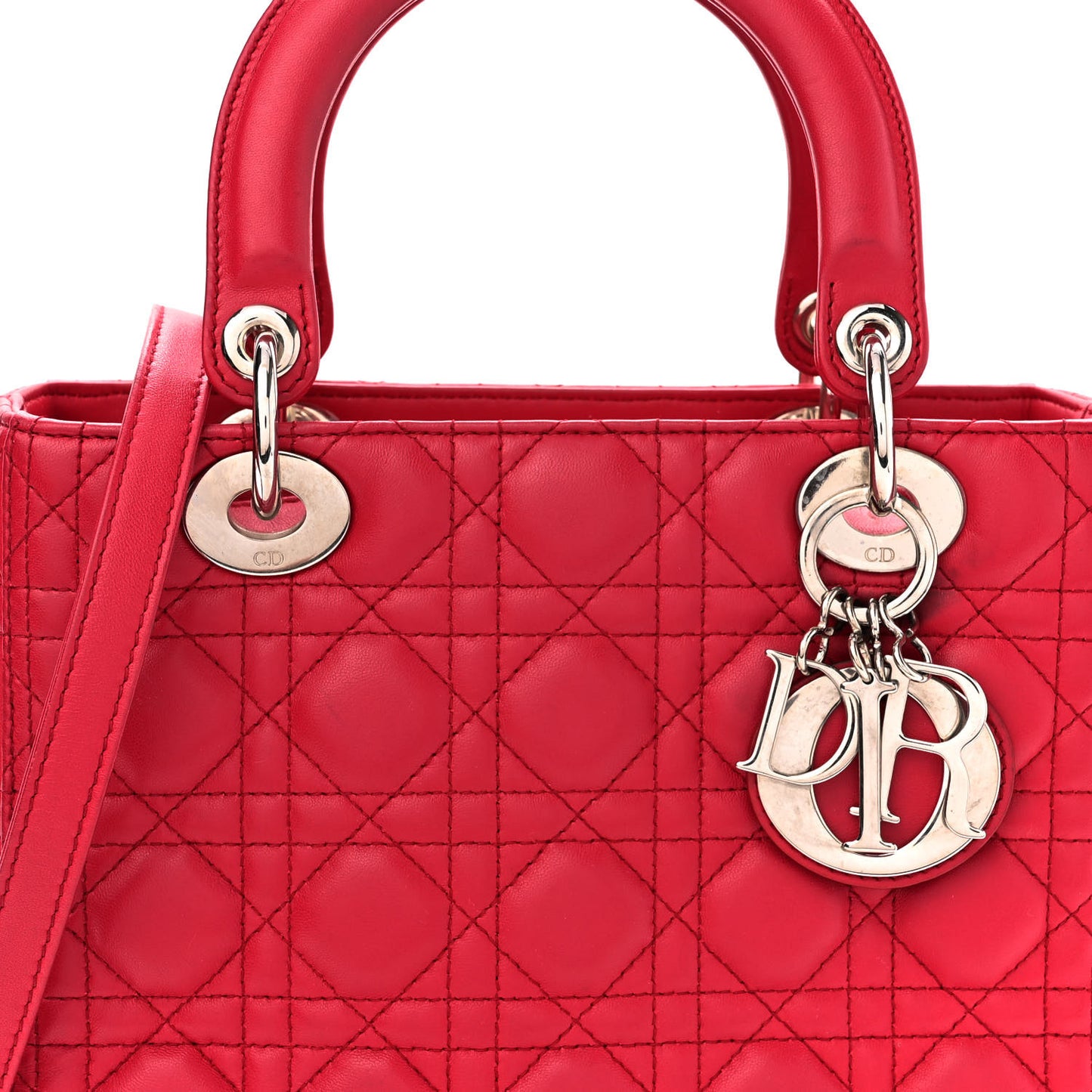 Lambskin Cannage Medium Lady Dior Red