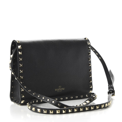 Valentino Garavani Pebbled Calfskin Medium Rockstud Flip Lock Crossbody Bag Black 3 of 9