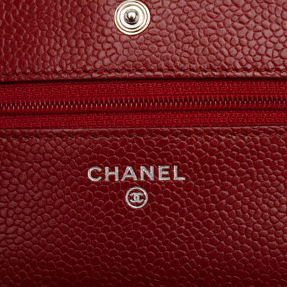 Chanel Caviar Quilted Wallet On Chain WOC Red 6 of 8