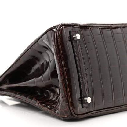 Hermes Shiny Niloticus Crocodile Birkin 30 Havane 9 of 10