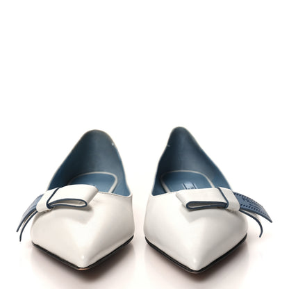 Prada Calfskin Logo Bow Ballerina Flats 36 White 2 of 9