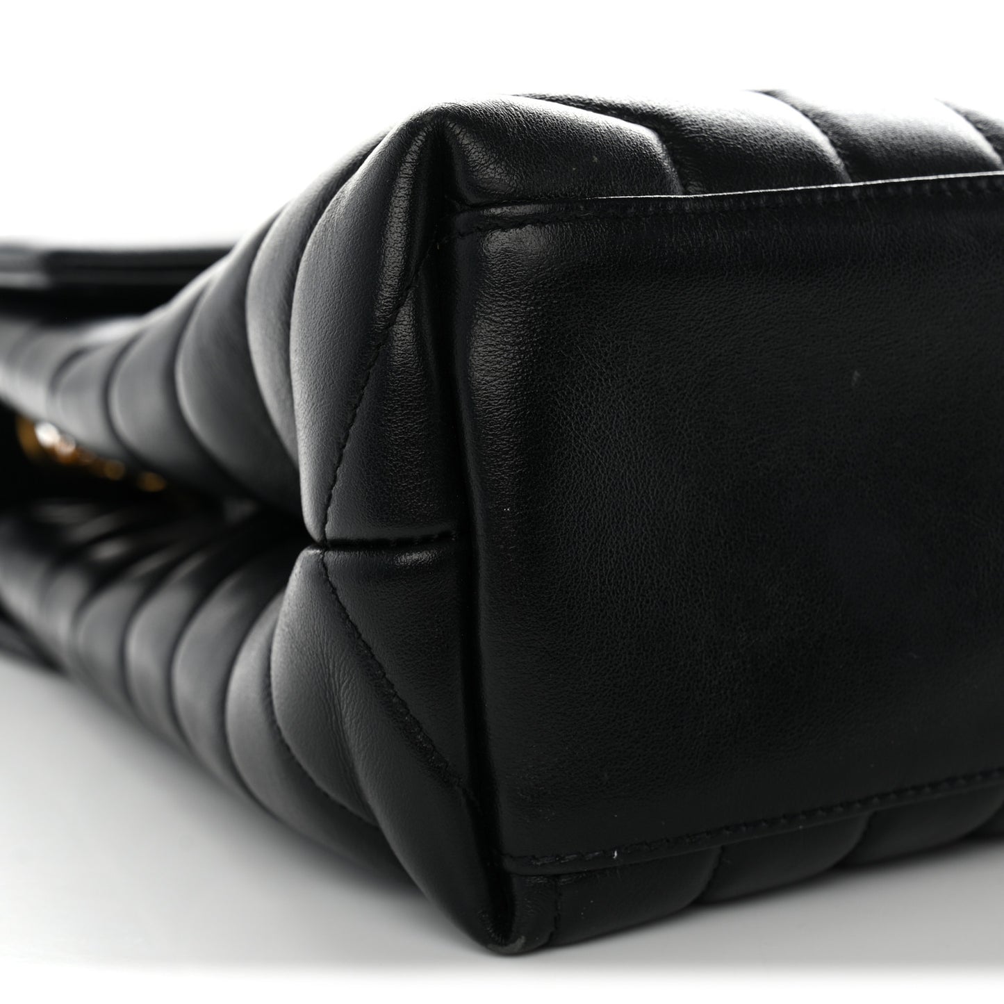 Calfskin Y Quilted Monogram Medium Loulou Chain Satchel Black