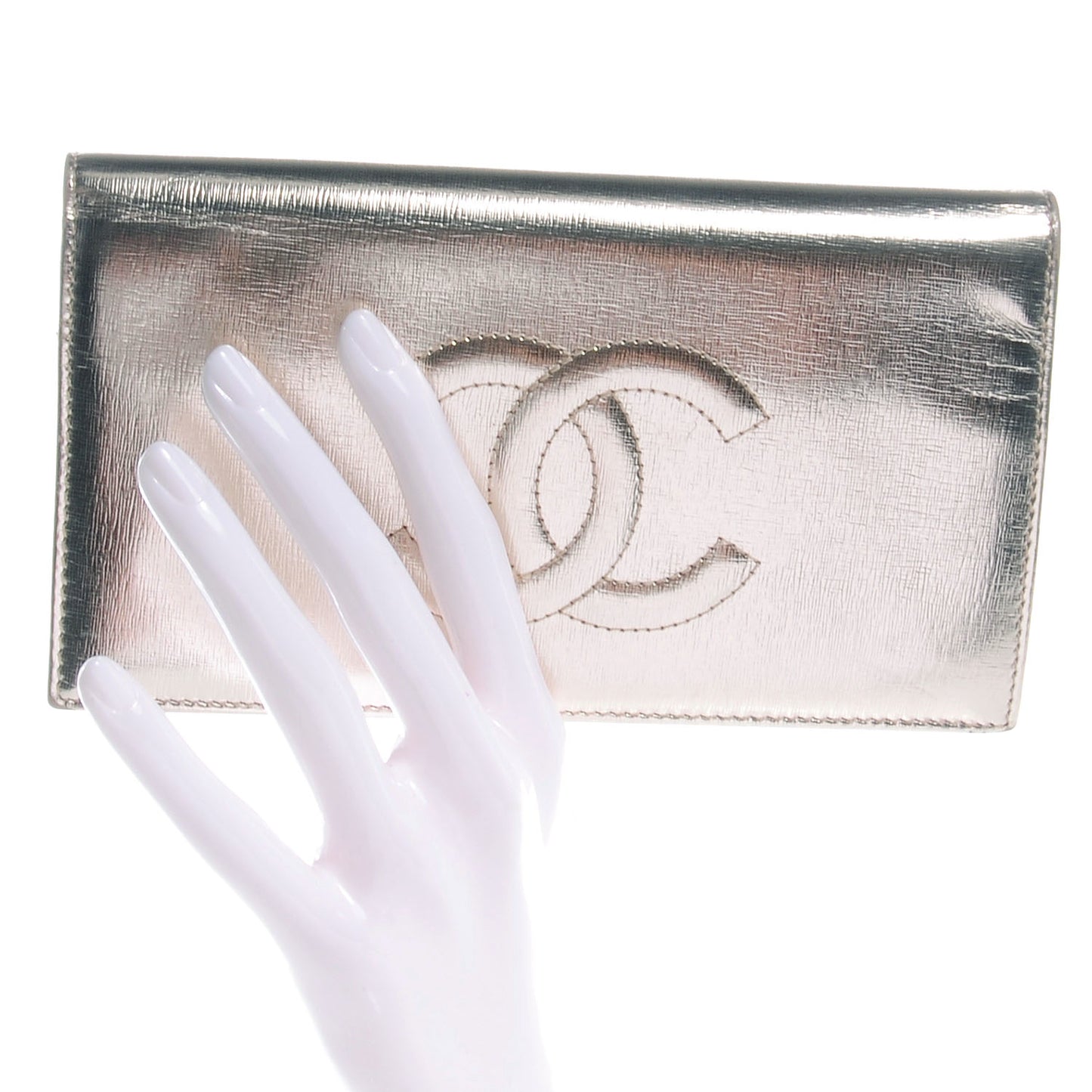 Calfskin Yen Wallet Metallic