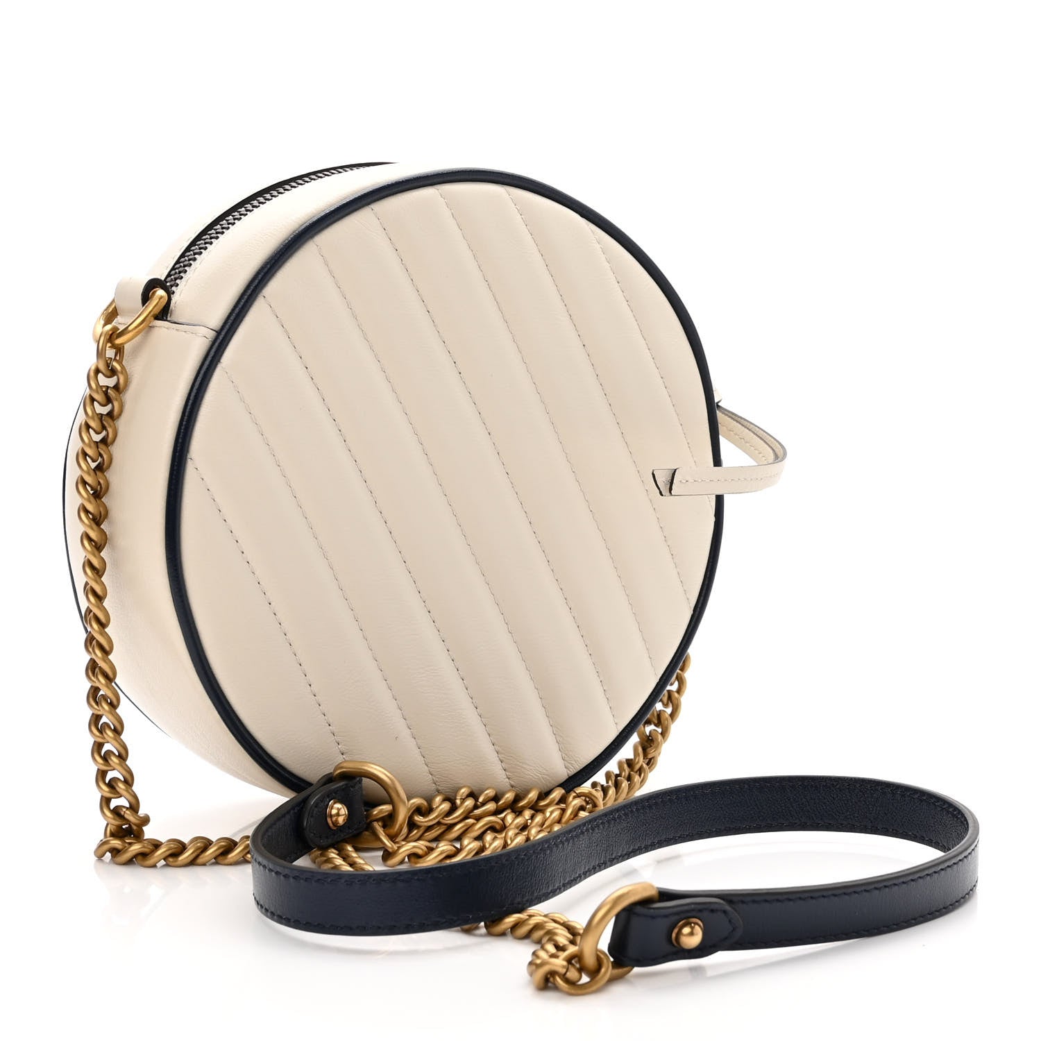 Gucci Azalea Calfskin Matelasse Diagonal Mini Torchon GG Marmont Round Shoulder Bag Mystic White Blue Agata 3 of 10