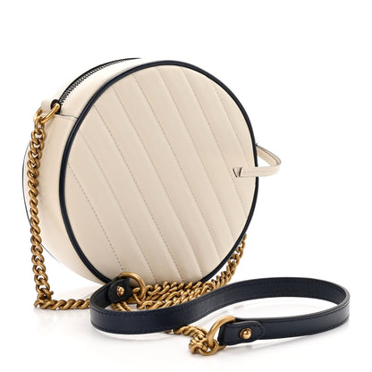 Gucci Azalea Calfskin Matelasse Diagonal Mini Torchon GG Marmont Round Shoulder Bag Mystic White Blue Agata 3 of 10