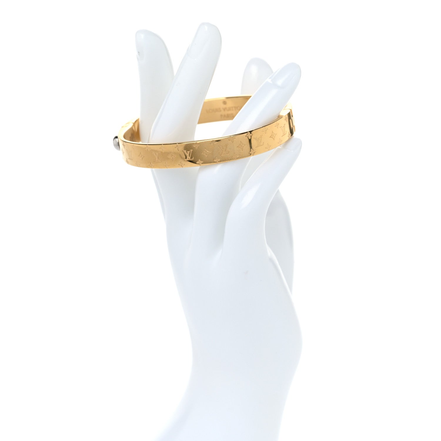 Louis Vuitton Brass Monogram Nanogram Cuff M Gold 2 of 7