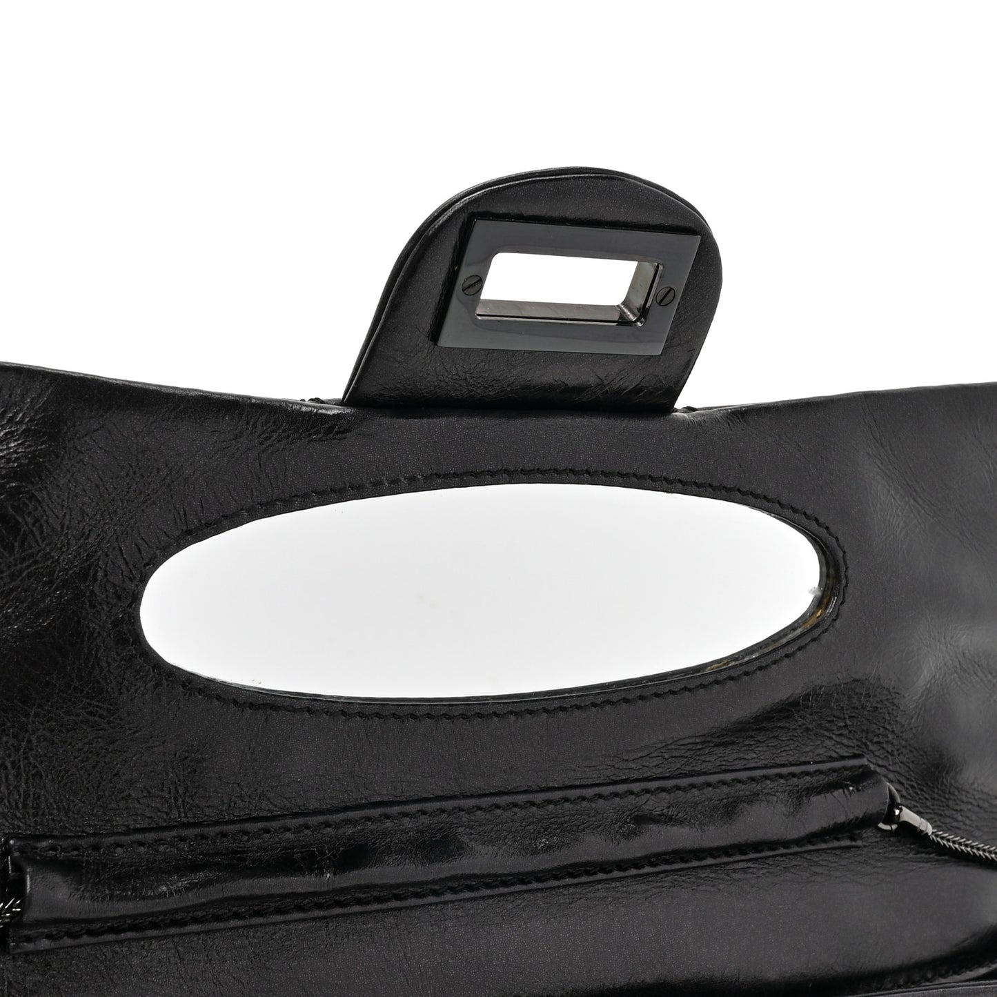 Glazed Calfskin 2.55 Reissue East West Clutch Black