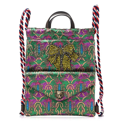 Gucci Brocade Animalier Bow Drawstring Backpack Multicolor 1 of 9